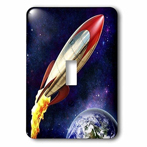 3dRose LLC lsp_53074_1 Rocket shooting through space around Earth, Single Toggle