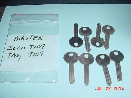 LOCKSMITH NOS 4 Keys Flat Steel Blanks Ilco T107 Crafts Jewelry VINTAGE Master