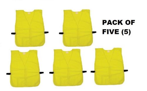 PACK OF (5) FIVE 75020 BI-V210 Non Certified Vests LIME PLAIN YELLOW NEW!