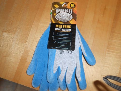 PUGS &#034;IRON PAWS&#034; Rubber Palm WORK Gloves  Med. NWT Breathable / Durable /  Men&#039;s