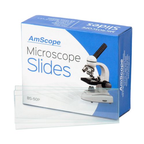 AmScope 50 Blank Microscope Slide Ground Edges Pre-Cleaned Clear Glass Slides