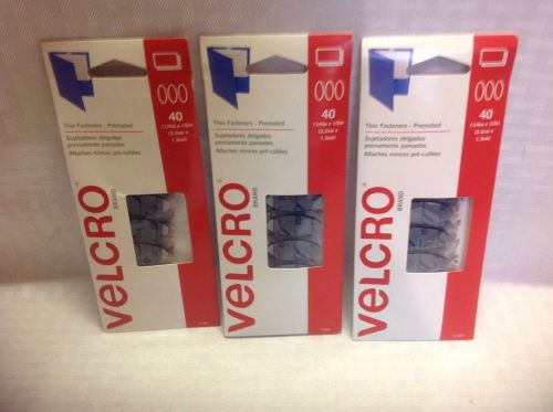 3 pks of 40 sets velcro premated wafer thin oval fasteners 1-1/4 x 1/2  black for sale