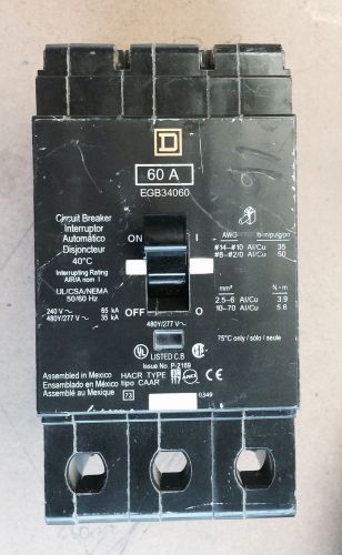 Square d egb 3 pole 60 amp 480y/277v egb34060 circuit breaker for sale