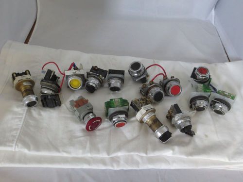 LOT of 14 Miscellaneous Allan Bradley Push Buttons &amp; Stop Switches all Used