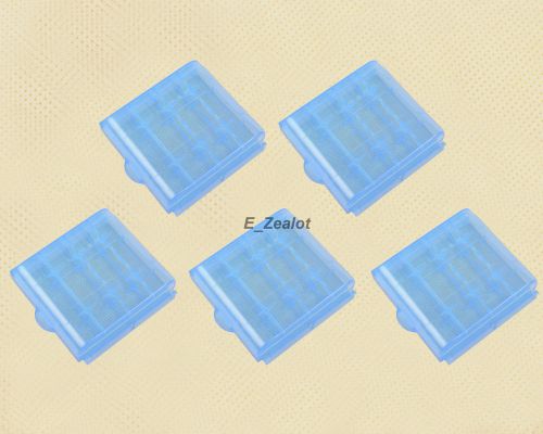 5PCS Hard Plastic Case Holder Storage Box AA AAA Battery Blue