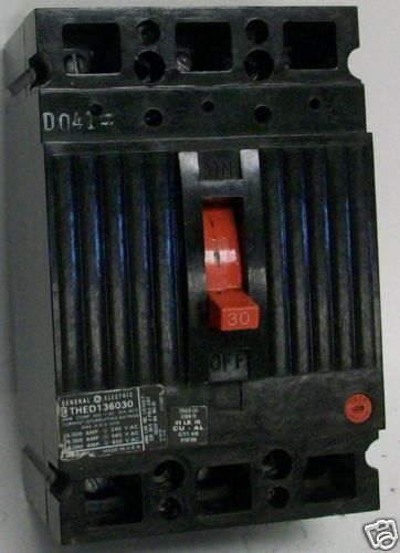 General Electric Type THED 600VAC Molded Case Circuit Breaker THED136030 30A