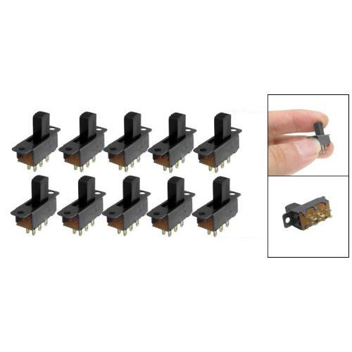 10 Pcs 6 Pins 2 Positions DPDT On/On Mini Slide Switch GY