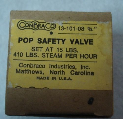 Conbraco 13-101-08 Pop Safety(15psi/410 steam)- 3/4&#034; Valve New in Box-Make Offer