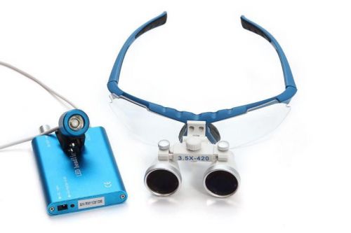 Dental binocular loupes magnifier zoom 3.5x420mm glass +led head light lamp for sale