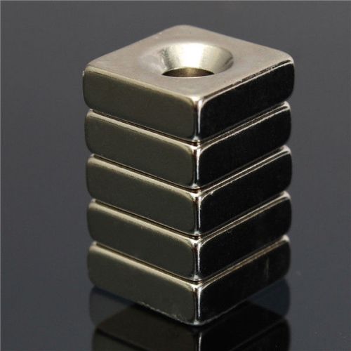 5pcs 15x15x5mm N52 Strong Block Cuboid Magnet Earth Neodymium With 5mm Hole