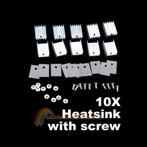 10 Pcs Aluminum Heatsink Heat Sink With Screw Sets Tool for Transistors TO-220