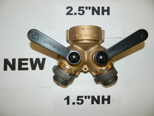gated leader line wye 2 1/2 inch NST fire hose 1.5&#034; NH &amp; NPSH y 2way valve brass