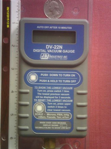 Jb industries/just better digital vacuum gauge dv-22n for sale