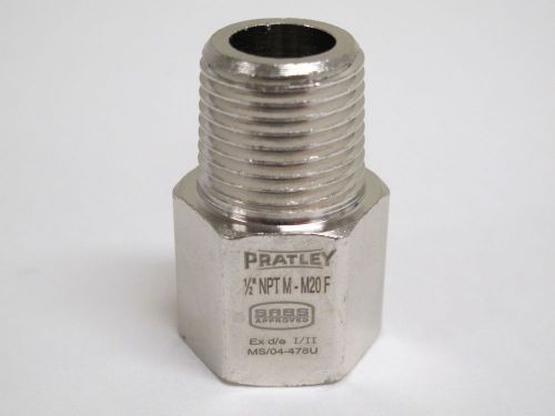 10X, PRATLEY Exd FLAMEPROOF ADAPTOR, SS, Size  1/2 &#034; NPT-M and 20mm-F