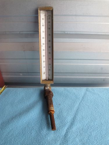 Vtg large 13&#034; steampunk brass thermometer weksler ny  phosphor bronze for sale