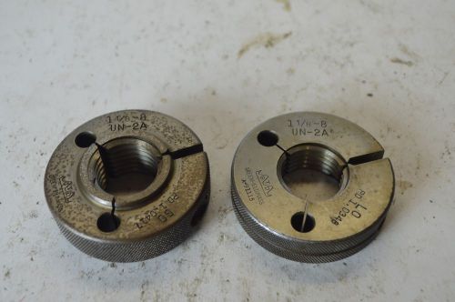 2x Greenfield Thread Ring Gages 1-1/8-8&#034; UN-2A NO GO LO PD 1.0348 GO PD 1.0417
