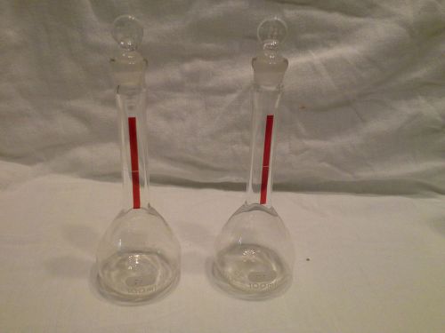 Pyrex 100ml no. 5660 volumetric flask w/stopper (2) for sale