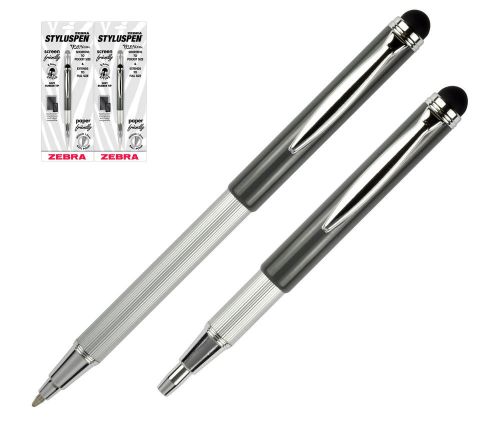 Pk/2 zebra telescopic styluspen - ballpoint pen w/stylus (2), slate grey for sale