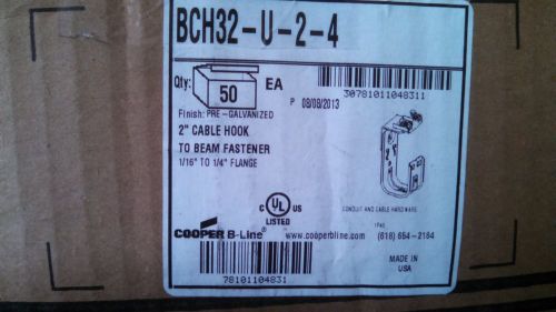 New box of 50 cooper b-line 2&#034; cable hook to beam fastener(1/16&#034; to 1/4&#034; flange) for sale