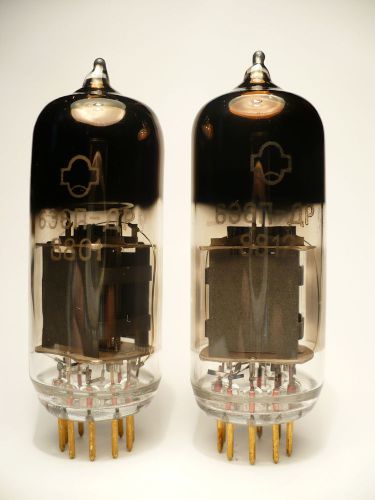 Matched Pair 6E6P-DRU Russian Audiophile Gold Pins Tetrode Tubes Reflector NOS