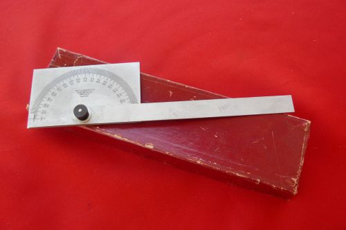 Nice starrett no. c183 satin chrome protractor machinist measuring tool vintage for sale