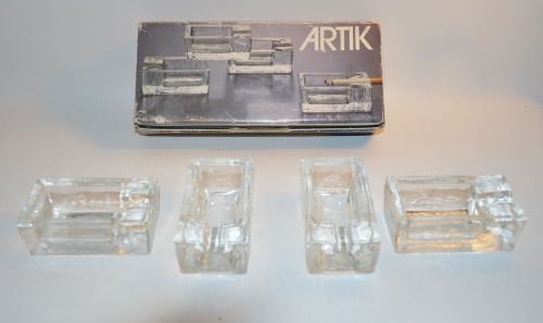 Artik Set of Four Ashtray Encenser Clear Glass Made in Italy