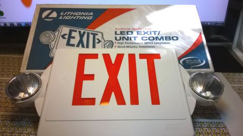 Lithonia Lighting LED Quantum 2-Light Emergency Exit Sign / Fixture Unit Combo