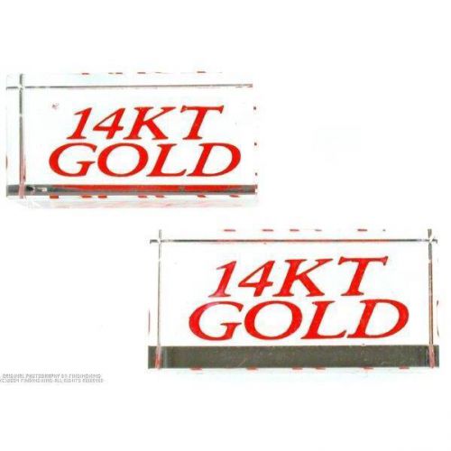 2 Display Signs 14KT Gold Showcase Jewelry Countertop