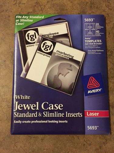 Avery Laser Jewel Case Inserts Matte White Slim Line 5693