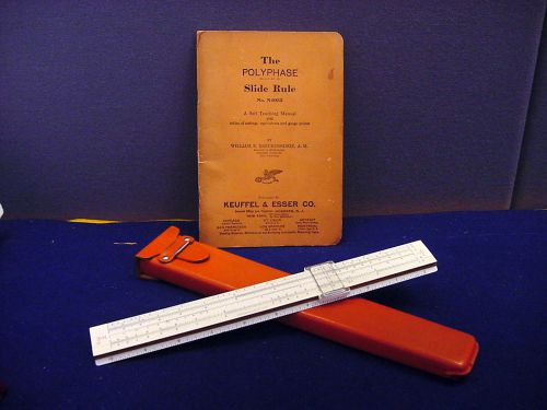 K&amp;E VINTAGE 3 PIECE SLIDE RULE SET W/4053-3 POLYPHASE, MANUAL, ORIGINAL CASE