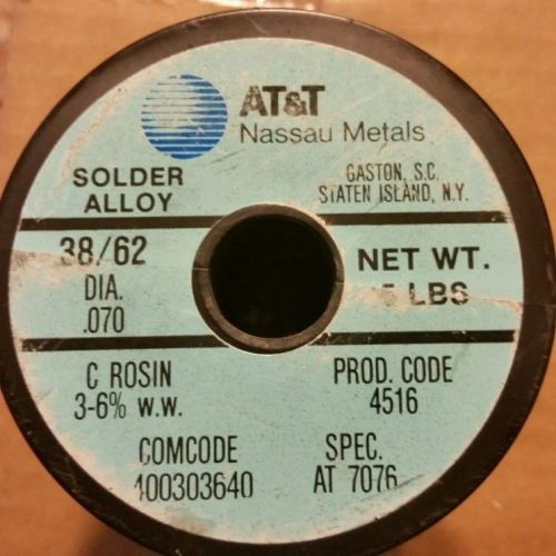 NASSAU AT&amp;T C ROSIN SOLDER SPEC 7076 / 4 POUNDS