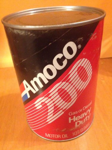 AMOCO 200 Motor Oil Full Can Unopened Cardboard &amp; Metal NOS 1 Quart Heavy Duty