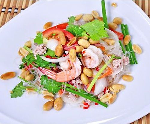 Thai Famous Cuisine Thai Vermicelli Spicy Salad With Prawns Recipe Free Shipping