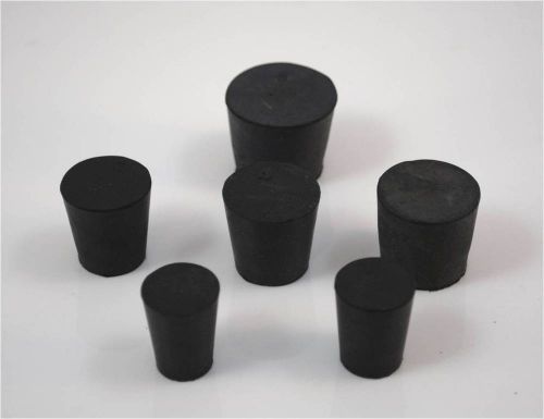 30 Black Rubber Solid Stoppers Assortment 1LB - Variety of Solid Stopper Sizes