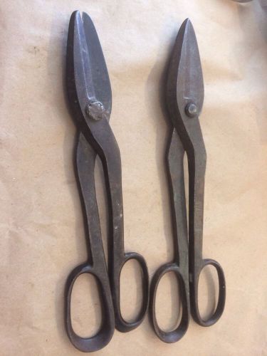 Vintage Wiss 8 Tin Snips Sheet Metal Shears Scissors 14&#034;Long &amp; No Name 13&#034;&#034;