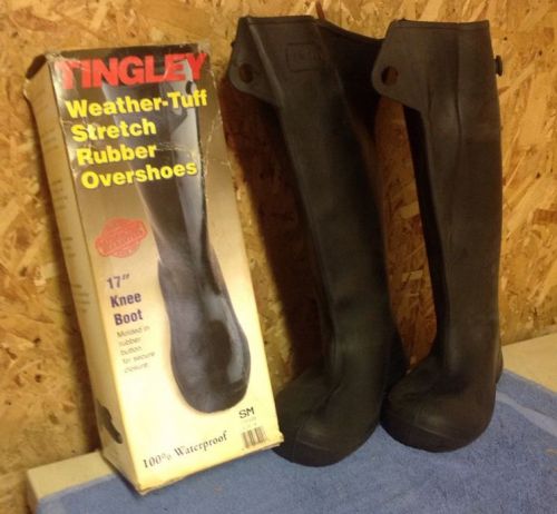 Tingley weather-tuff stretch rubber overshoes 17&#034; knee boot sm. fits 6.5 - 8 for sale