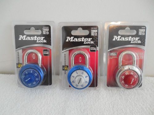 3 Pack Master Lock 1504D, 1561DAST, 1530DCM Combination Color (Brand New)