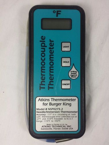 Atkins Thermocouple Thermometer for Burger King NSP0275-2  Needle Immersion