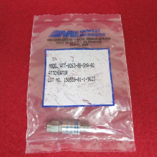 Midwest microwave att 0263 08 sma 02 dc-18 ghz 8db attenuator (new) for sale