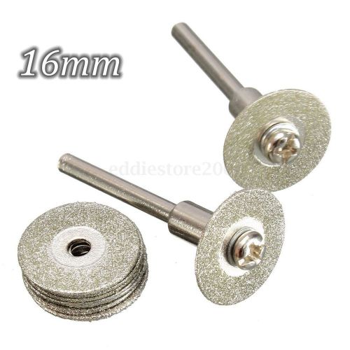 10pcs 16mm diamond cutting wheel disc rotary tool saw blades +2 mandrel arbor for sale