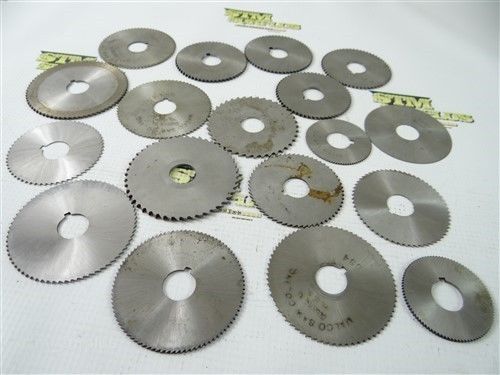 LOT OF 17 HSS SLITTING SLOTTING SAWS 1-3/4&#034; TO 2-3/4&#034; W/ 5/8&#034; BORE THURSTON