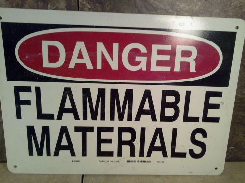 Industrial Factory Sign - &#034;Danger - Flammable Materials&#034; -  Plastic Sign 14&#034;x10&#034;