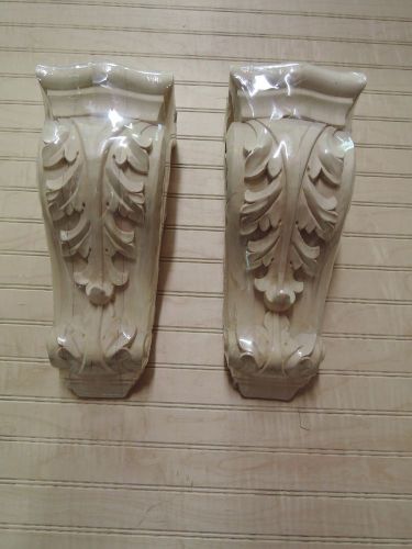 2 New Hardwood Decorative Acanthus Corbels 4.5 x 5 x 12 Mantel &amp; Bar Handcarved