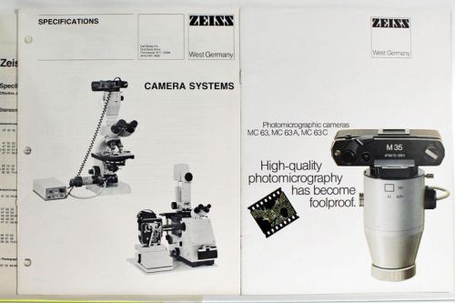 Zeiss Photomicrographic Cameras MC 63-63A-63C, Sales Brochures, Papers 1984/87