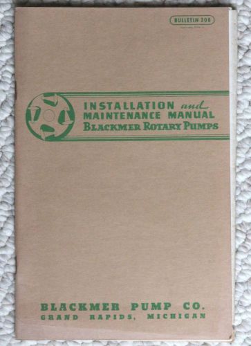 Blackmer rotary pump - installation and maintenance manual, diagram &amp; parts list for sale