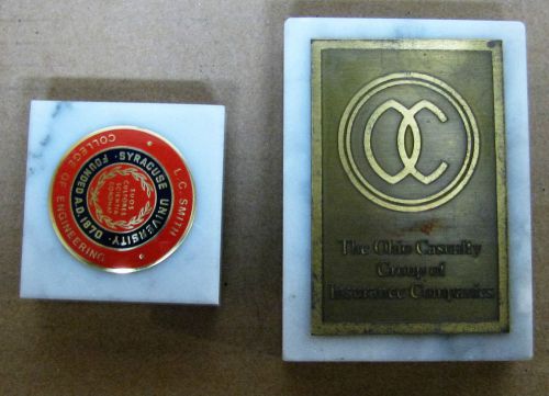 LOT of 2 PAPER WEIGHTS SYRACUSE UNIVERSITY &amp; THE OHIO CASUALTY INSURANCE AGENCY