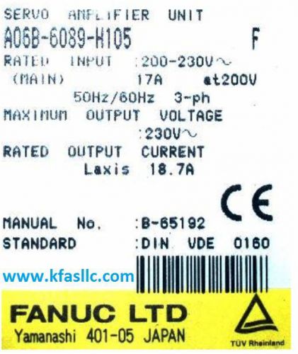 Fanuc Servo Amplifier A06B-6089-H105 or A06B6089H105 REPAIR SERVICE