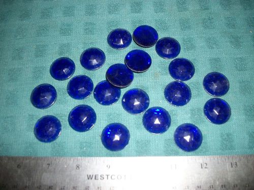 LOT OF VINTAGE BLUE FACETED GLASS ROUND 1&#034; DIA. INDICATOR LENS! S