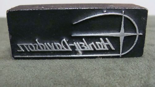 Rare vintage harley davidson motorcycle curve tank logo printing type block for sale