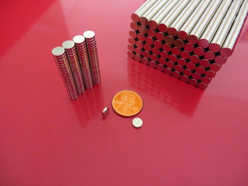 100 strong rare earth neodymium disc magnets 6 x 1.5mm  (1/4  x  1/16 inch) for sale